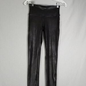 Spanx by Sarah Blakely Black Small Petite High Waist Faux Leather Leggings